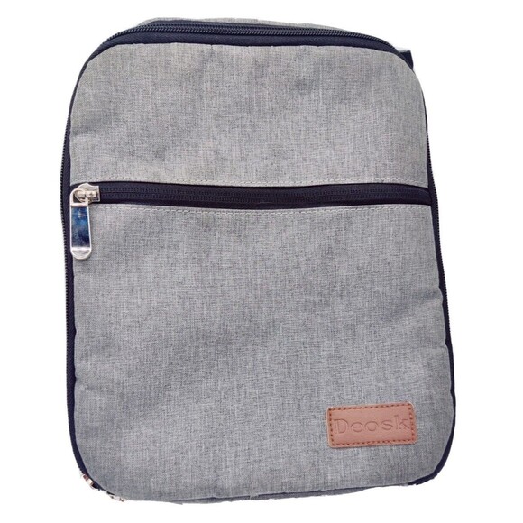 Deosk Gray Insulated Lunch Bag Good Used Condition Box School Work Zip Case Nice - Picture 1 of 10